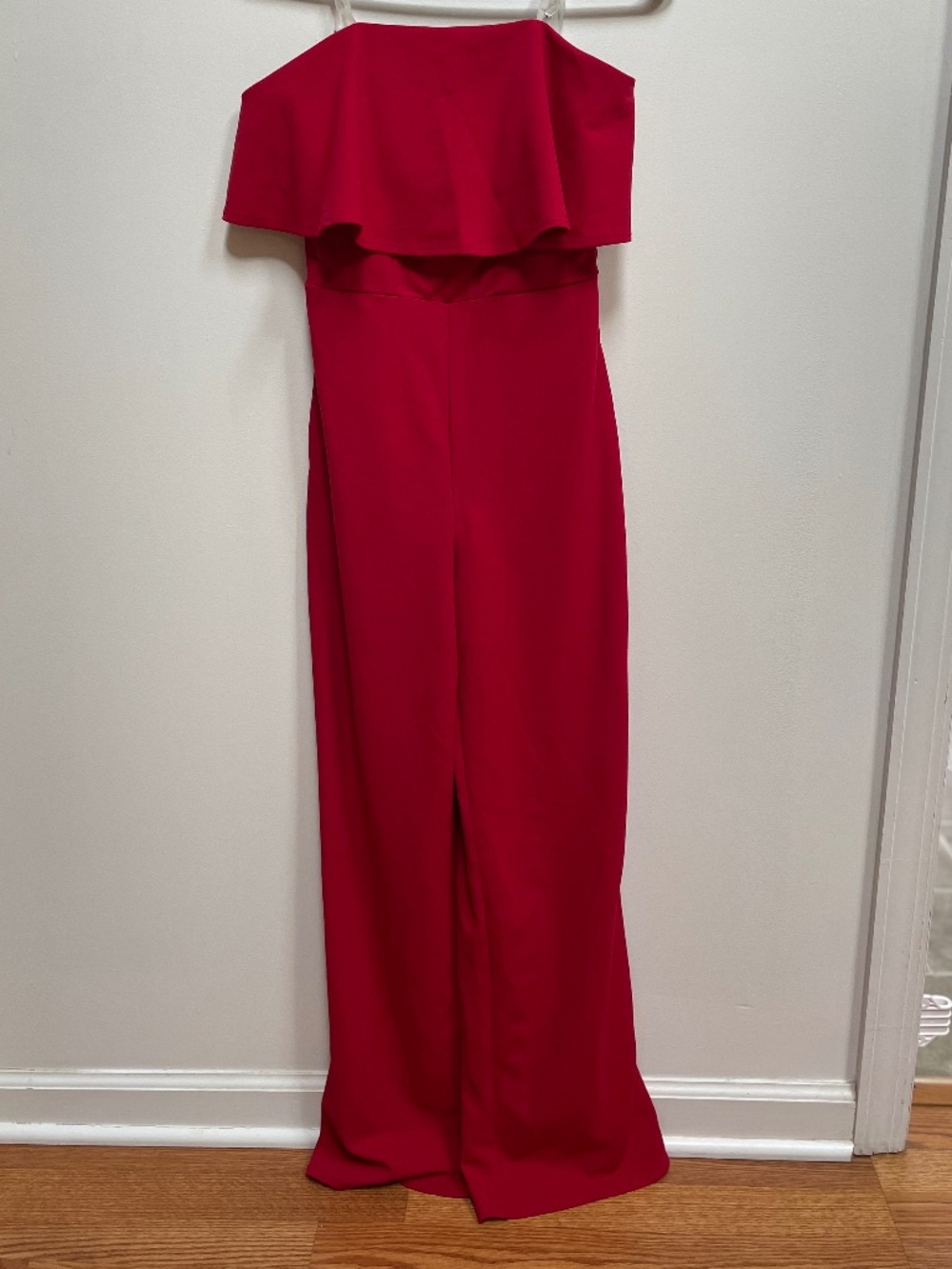 Red Full-length Flare Jumpsuit